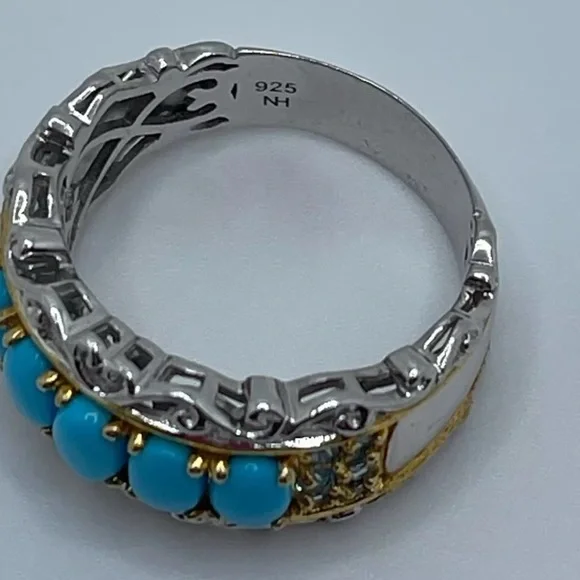 Turquoise Gems En Vogue II Ring Sleeping Beauty Mountain 5 Stone Size 8 - Picture 2 of 9